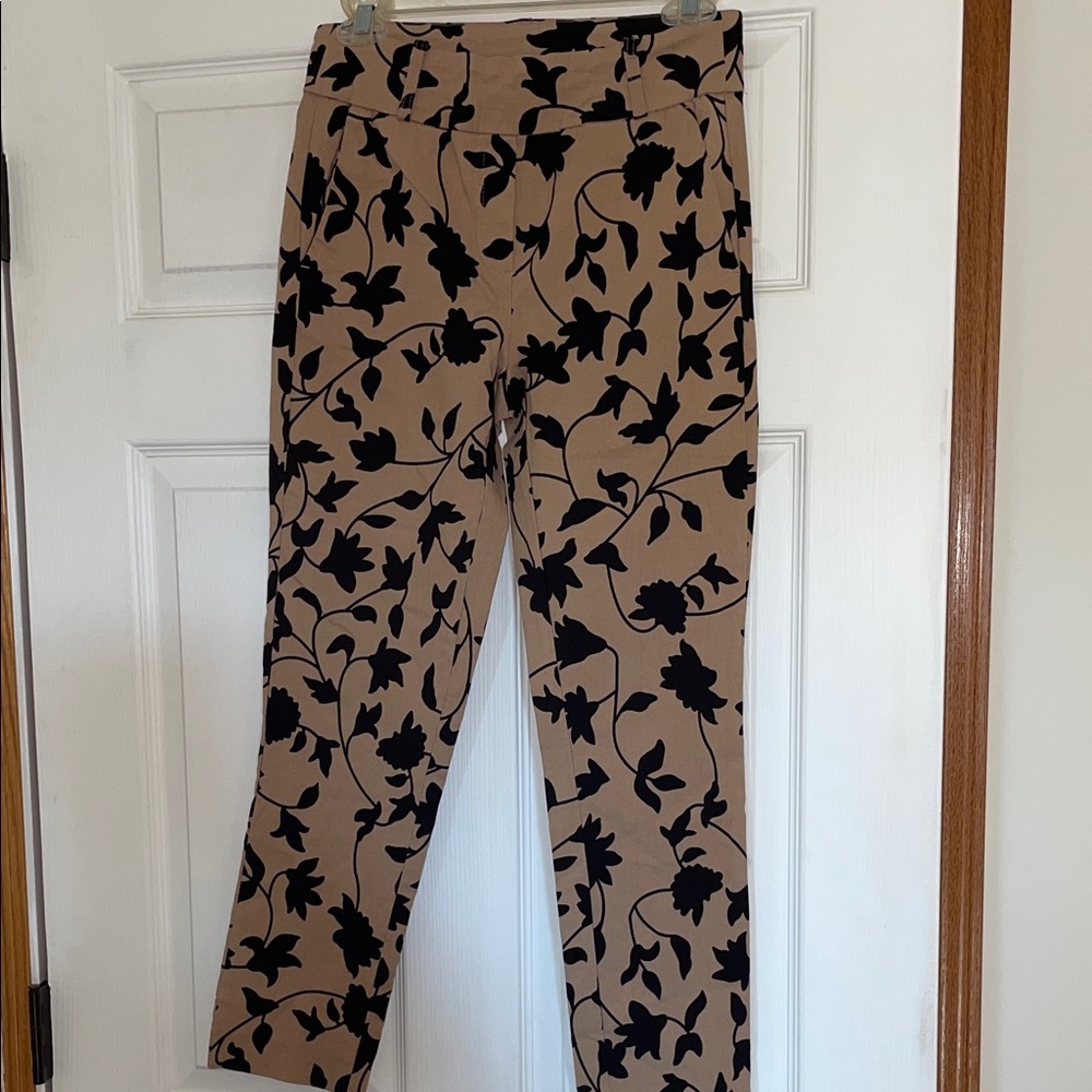 Jules & Leopold Tan Chinos with Black Floral Pattern